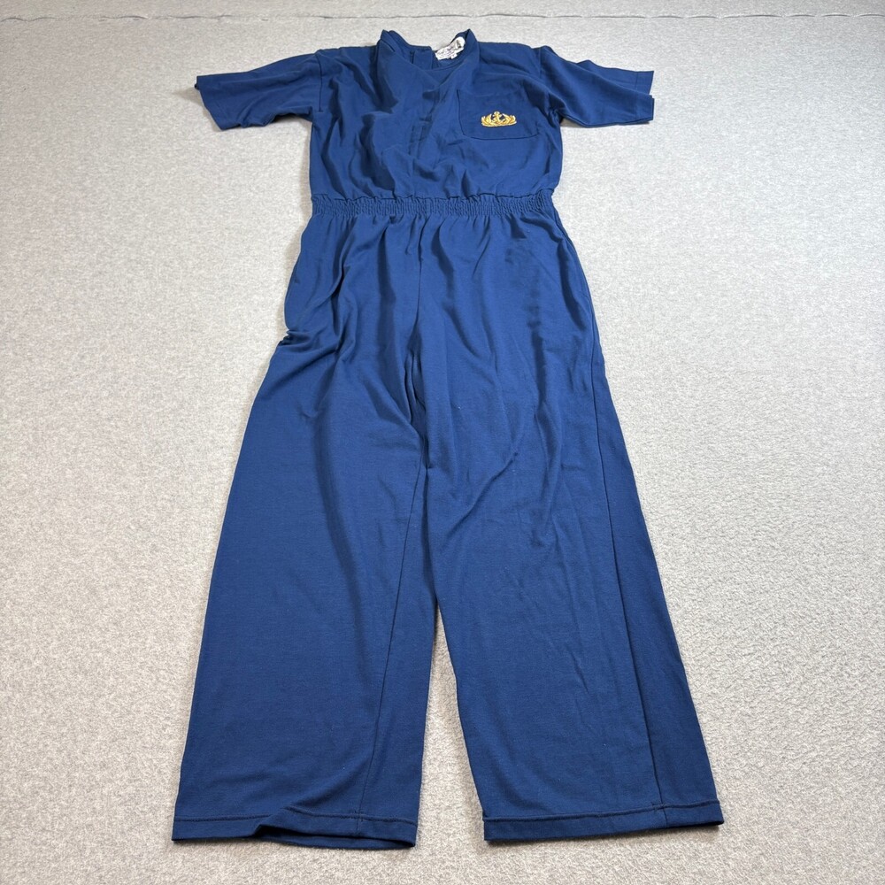 Vintage Sail Away Jumpsuit Woman Small Blue Wide Leg Royal Cruise Line Nautical